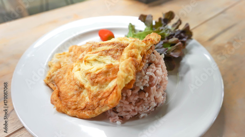 rice with omelette topping