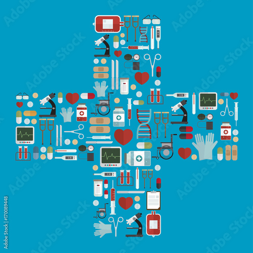 Medical equipment icons set vector