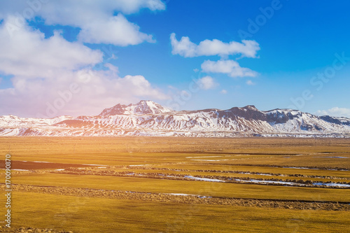 Beautiful Iceland winter season natural landscape background photo