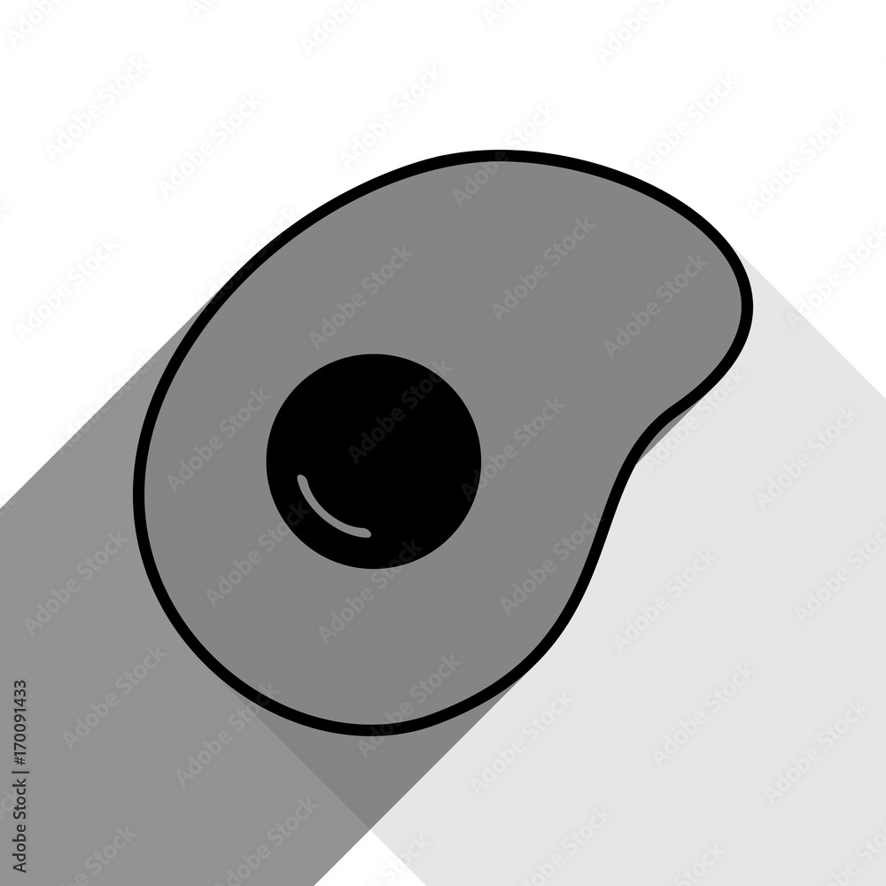Omelet sign. Flat designed style icon. Vector. Black icon with two flat gray shadows on white background. Omelet sign. Flat designed style icon. Vector. Black icon with two flat gray shadows on white background.