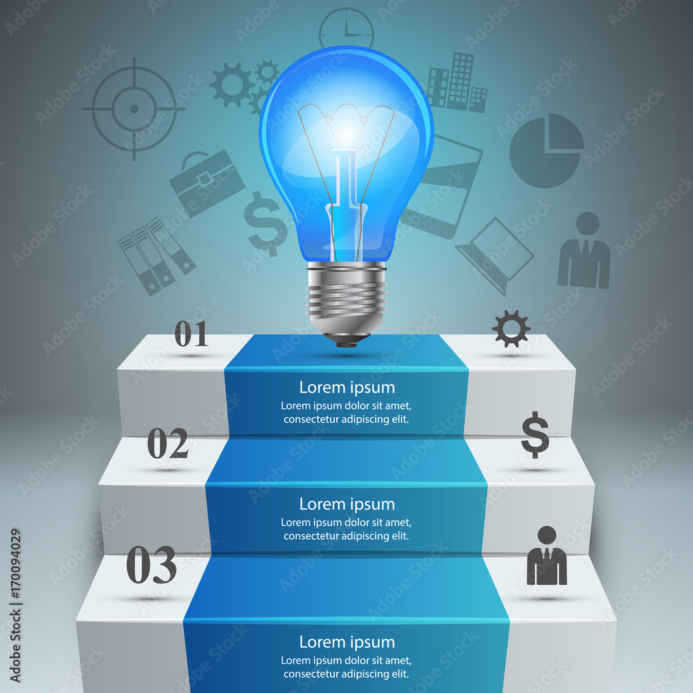 3D infographics and business ladder. Vector, eps 10. 3D infographics and business ladder. Vector, eps 10.
