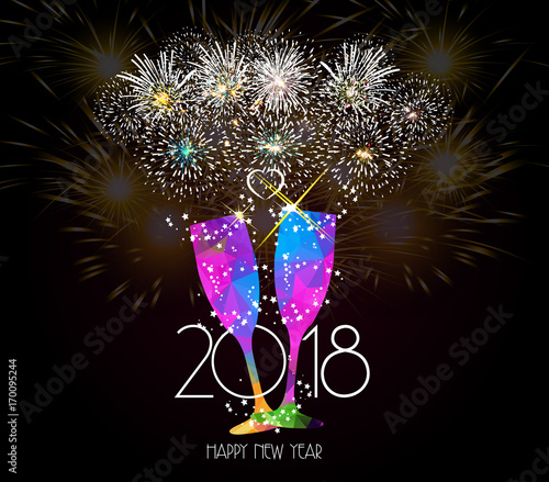 New year champagne toast 2018 background