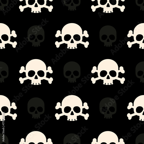 Seamless pattern with white skulls. Vector illustration