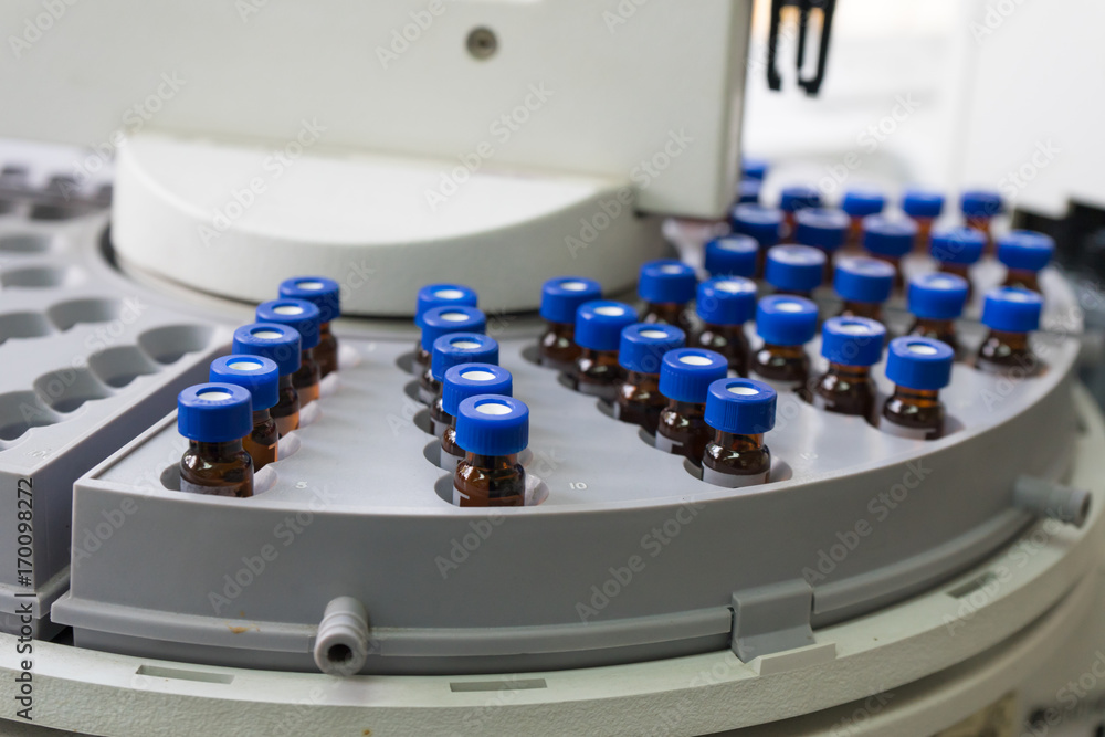 Sample test in vial for Gas chromatography (GC), is a common type of