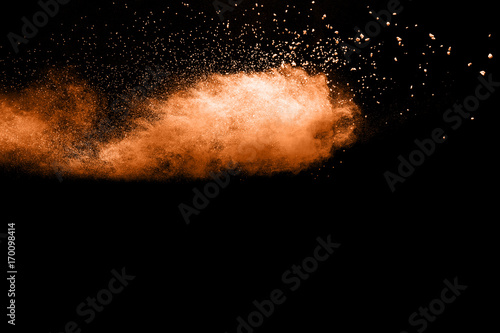 abstract multicolored powder splatted on black background,Freeze motion of color powder exploding