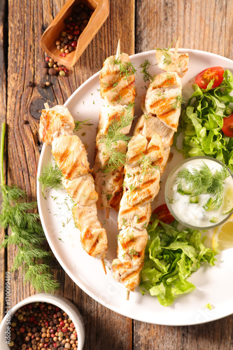 grilled chicken skewer