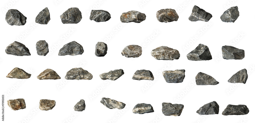 Group Set Stones isolated on white background - obrazy, fototapety, plakaty 