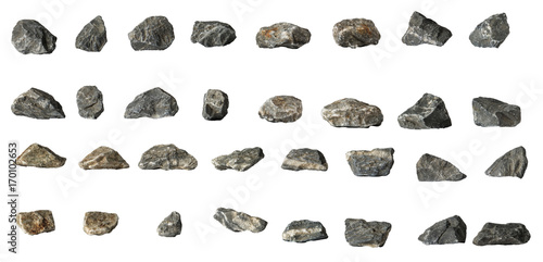 Group Set Stones isolated on white background photo
