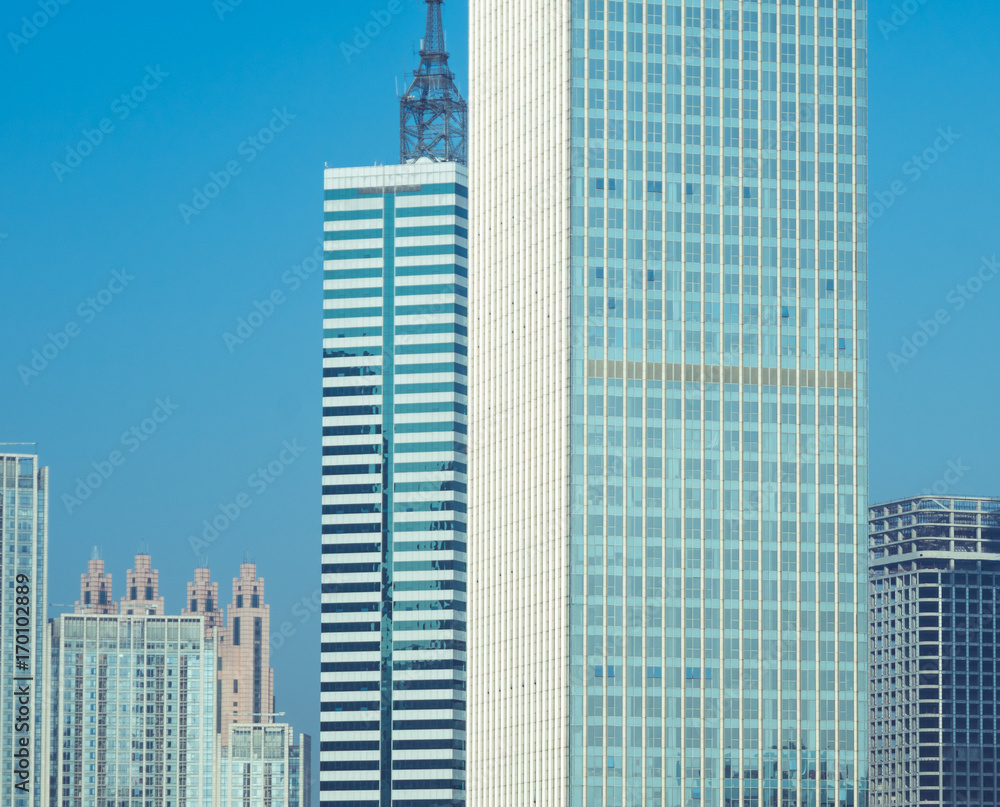 architectural complex against sky in downtown tianjin,china.