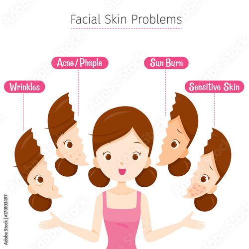 Girl With Facial Skin Problems, Facial, Beauty, Cosmetic, Makeup, Treatment, Healthy