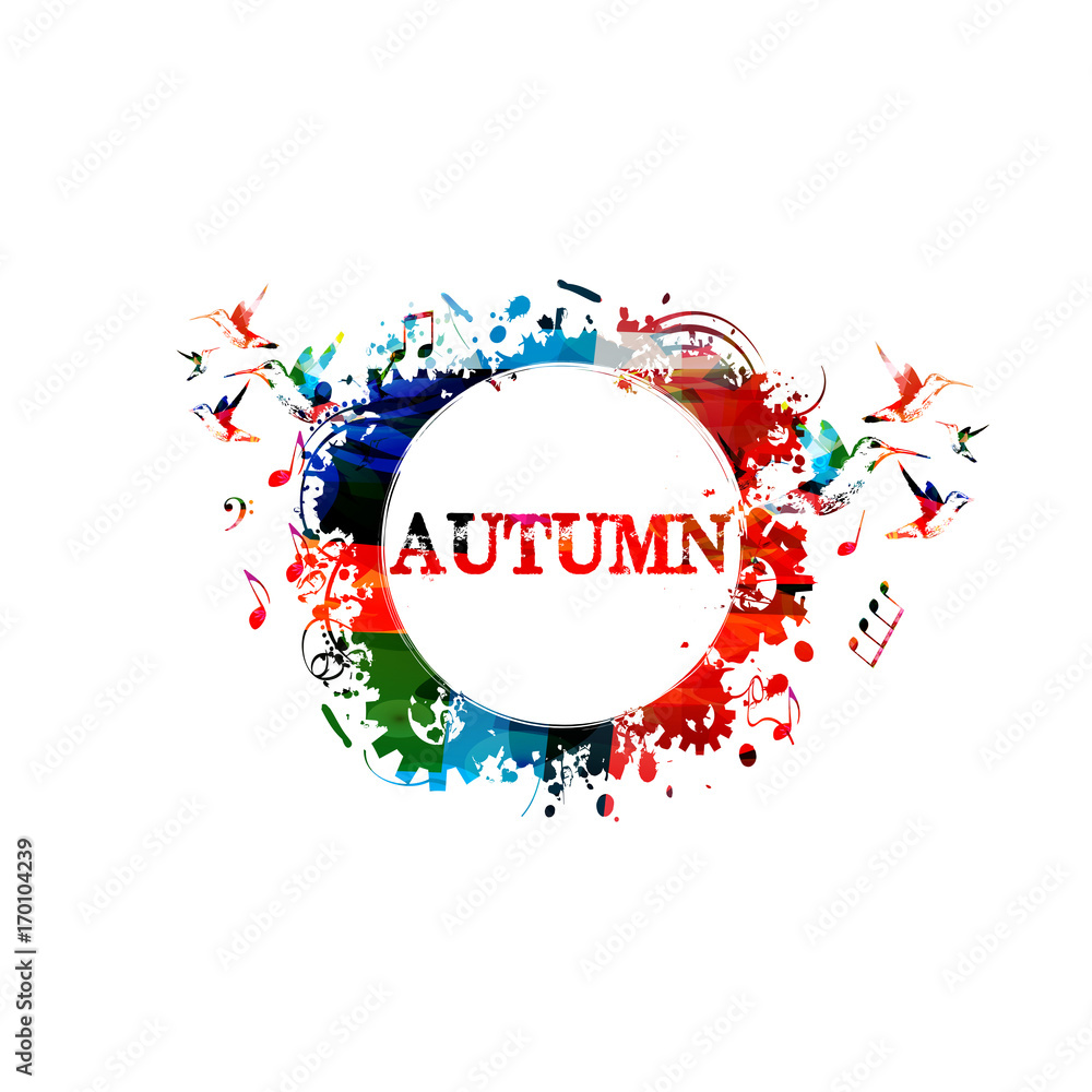 Autumn vector illustration banner design. Colorful autumn lettering typography design isolated