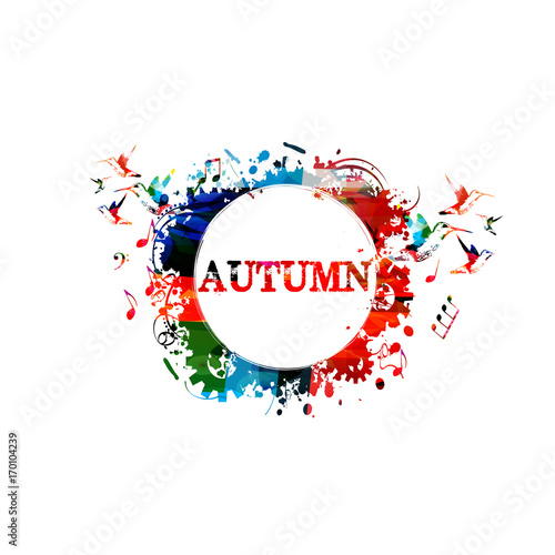 Autumn vector illustration banner design. Colorful autumn lettering typography design isolated
