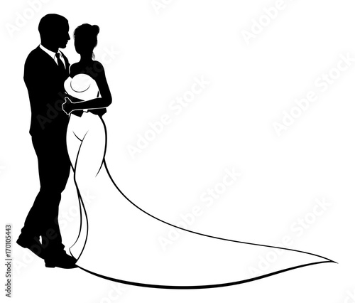 Bride and Groom Wedding Sil...