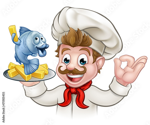 Fish and Chips Cartoon Chef