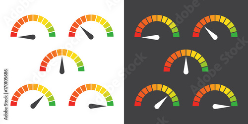 Meter signs infographic gauge element from red to green vector illustration photo
