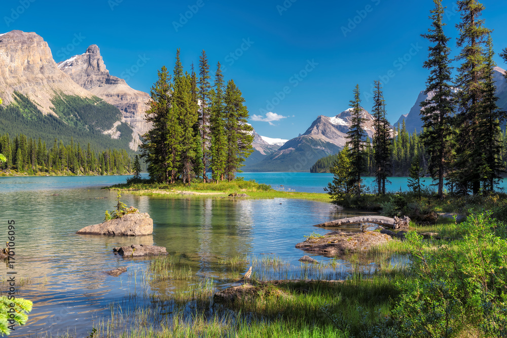 Spirit Island in Maligne Lake, Jasper National Park, Alberta, Canada
