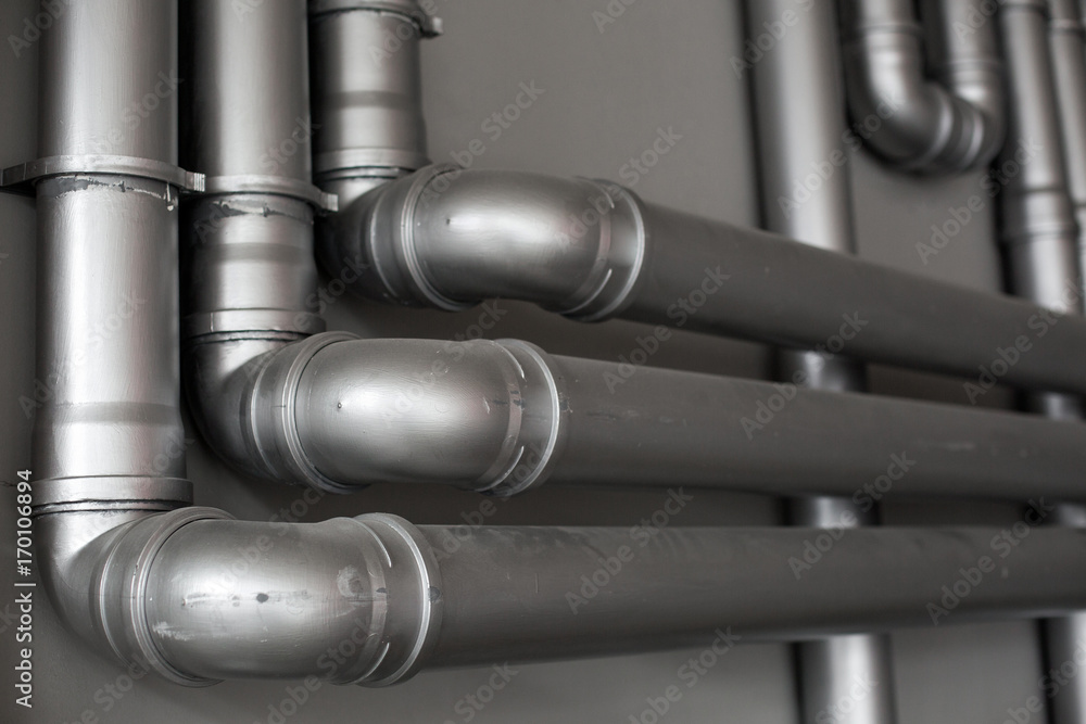 Concept silver pipeline system in crude oil factory Concept silver pipeline system in crude oil factory