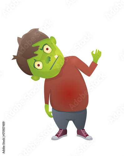 Zombie boy on a white background.