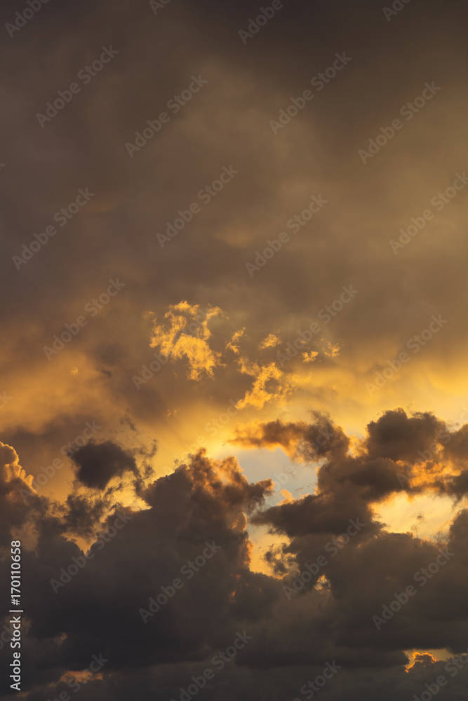 Dramatic cloudy sky at sunset