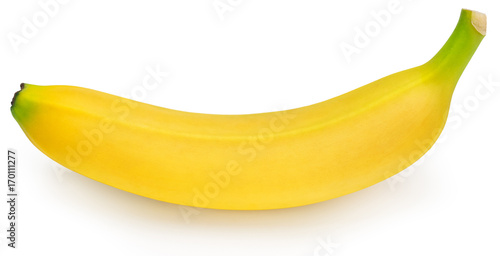 one whole ripe banana isolated on white background