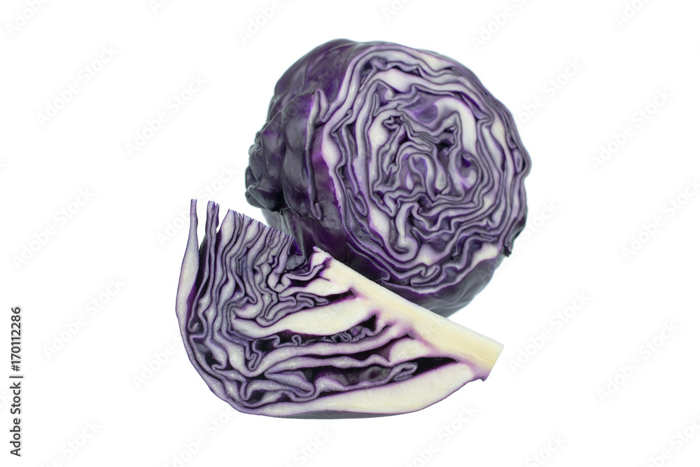 Sliced Purple Cabbage isolated on white background Sliced Purple Cabbage isolated on white background