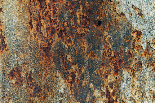texture of rusty iron, cracked paint on an old metallic surface, sheet of rusty metal with cracked and flaky paint, corrosion, decay metal background, decay steel, decay
