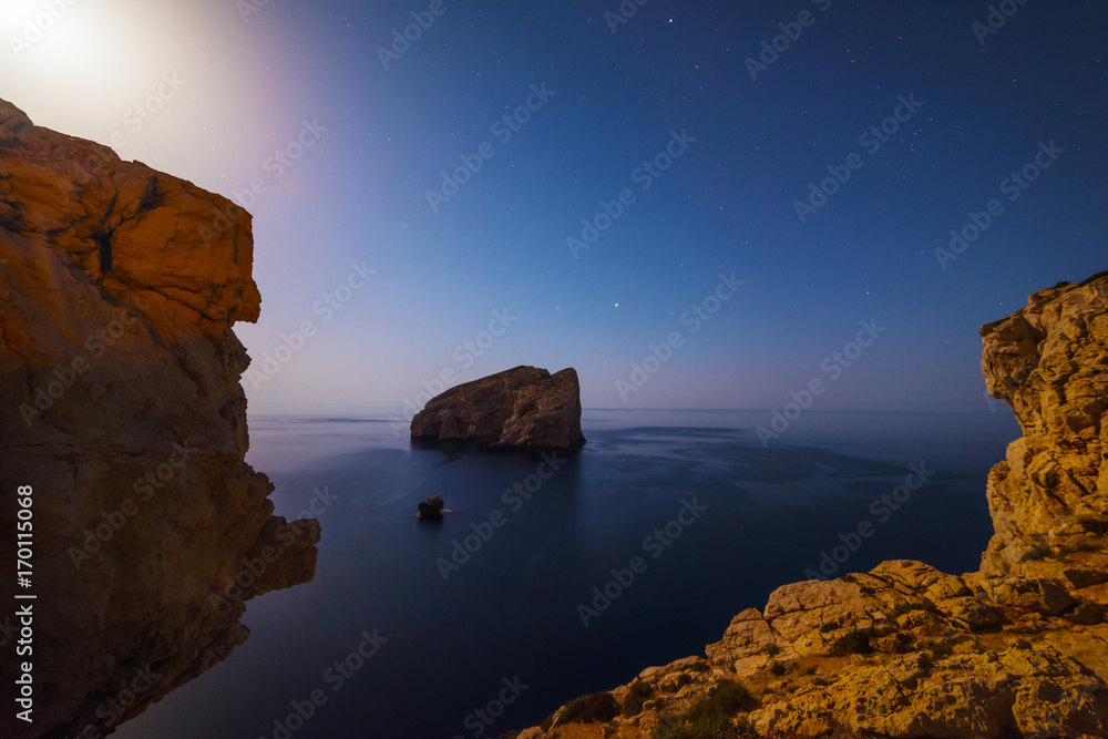 Foradada island on a starry night