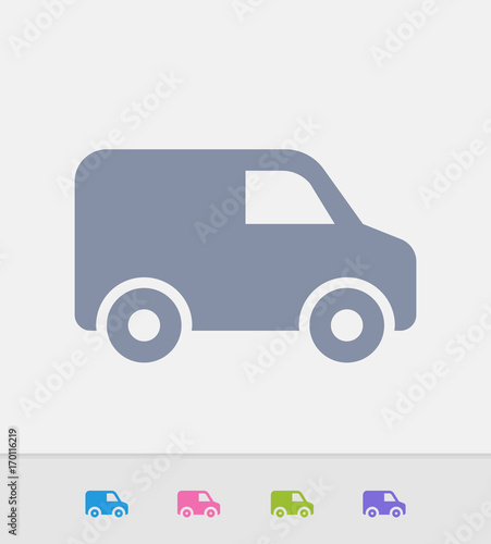 Delivery Van 1 - Granite Icons. A professional, pixel-perfect icon designed on a 32x32 pixel grid and redesigned on a 16x16 pixel grid for very small sizes