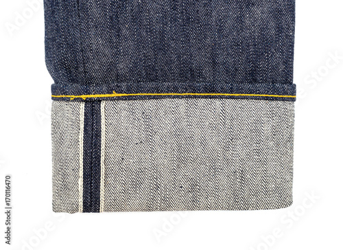 Obraz na plátně close up of fold hem silver selvedge japan denim