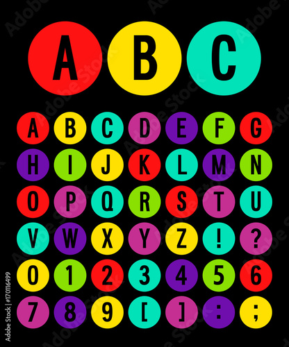 Round icons alphabet.