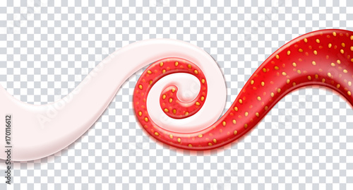Strawberry jam and yogurt swirls. Sweet background.