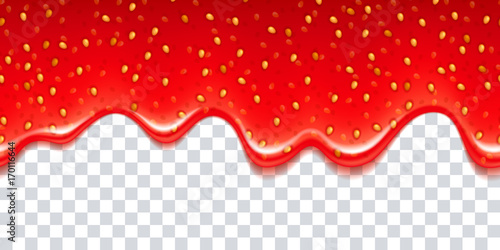 Drips of strawberry jam. Sweet background.