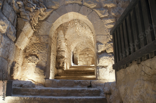 Staircase in the castle of Ajlun in Jordan