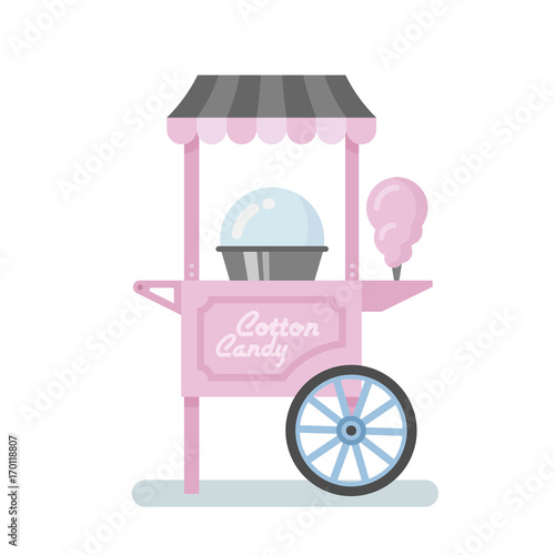 Cotton candy machine flat illustration