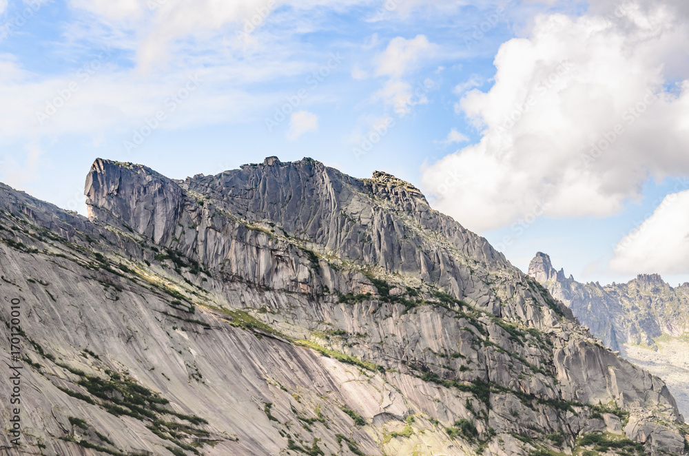 Daylight landscape, view on mountains and rocks, Ergaki