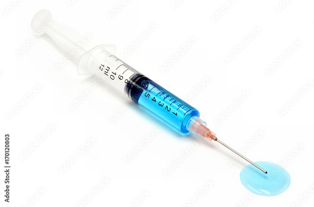 Fototapeta premium Syringe injection on a white background close up