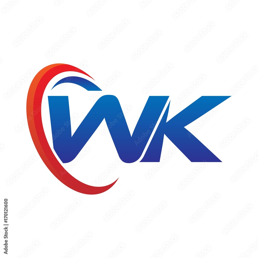 modern dynamic vector initial letters logo wk with circle swoosh red blue modern dynamic vector initial letters logo wk with circle swoosh red blue