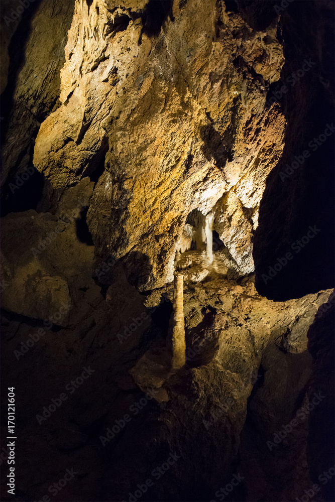 Stalagmite small in the cave.