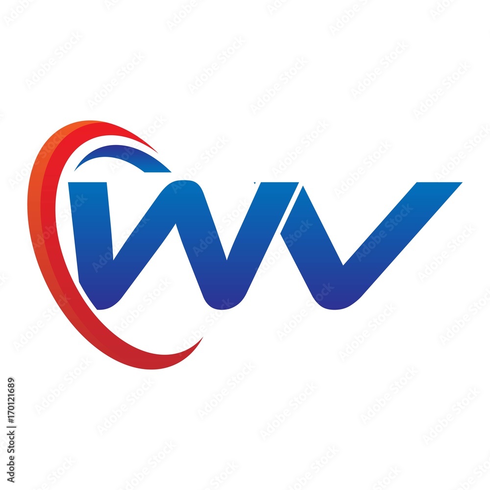 modern dynamic vector initial letters logo wv with circle swoosh red blue modern dynamic vector initial letters logo wv with circle swoosh red blue