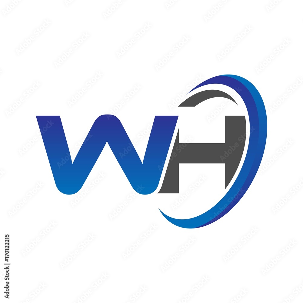 vector initial logo letters wh with circle swoosh blue gray vector initial logo letters wh with circle swoosh blue gray