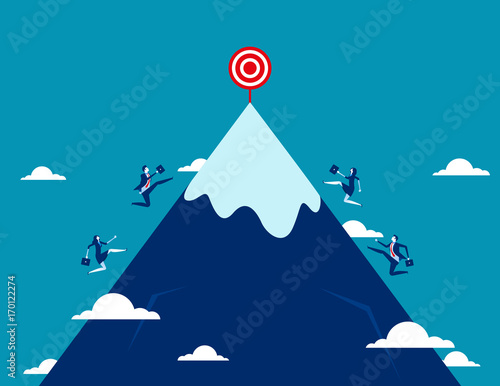 Growth. Business team running for target to success. Concept business vector illustration.