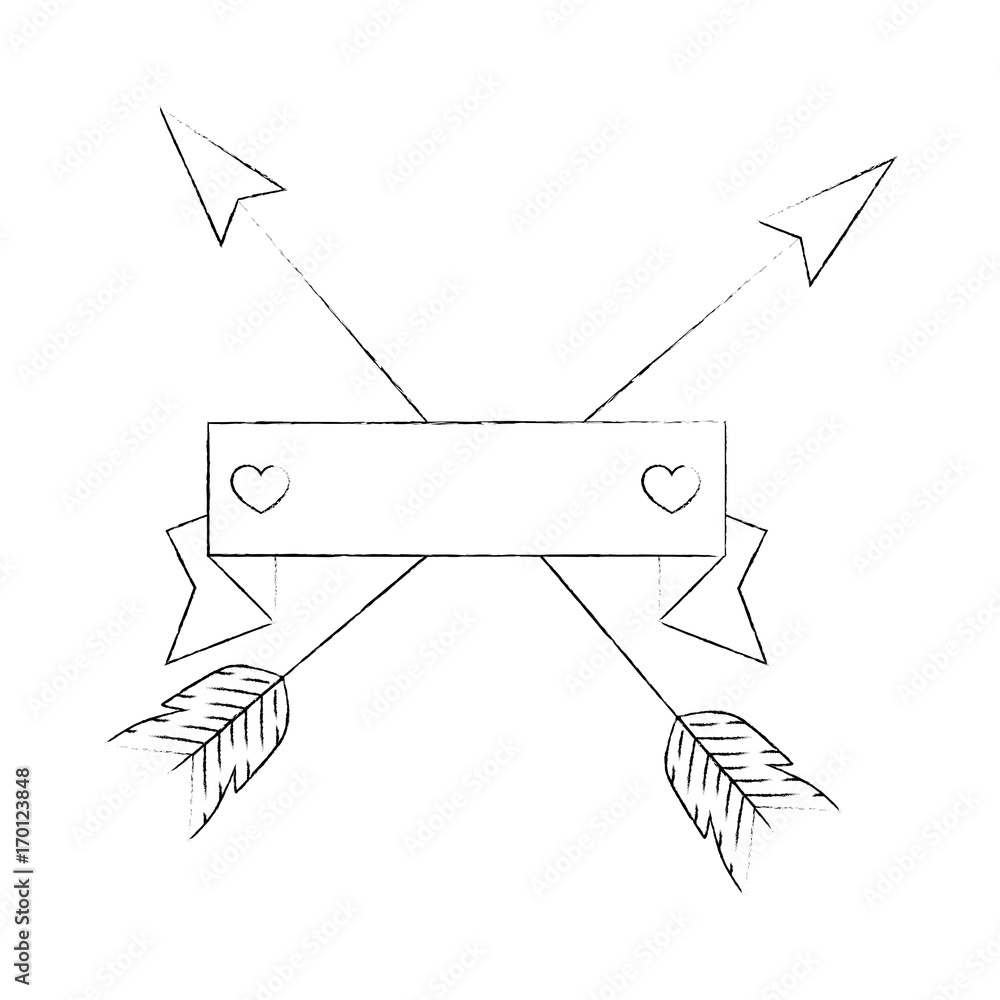 arrows crossed with decorative ribbon icon over white background vector