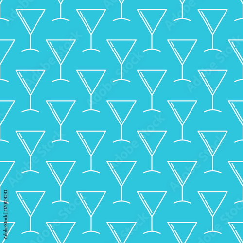 Martini cocktail glass blue pattern