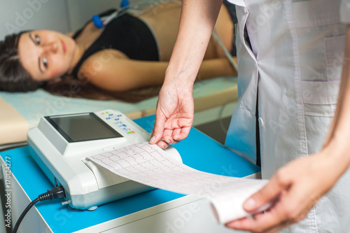Electrocardiogram, cardiac cardiograph and conduct research, .ECG and examination of the heart during pregnancy