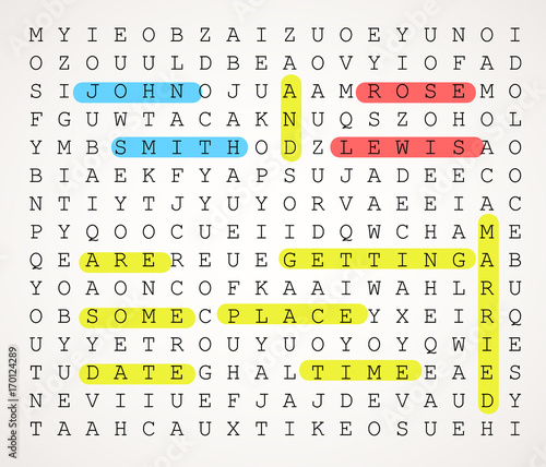Wedding card invitation as a word search puzzle