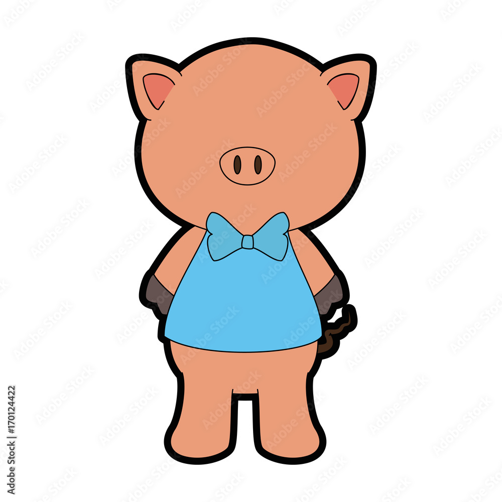 Fototapeta premium cartoon pig animal icon over white background colorful design vector illustration