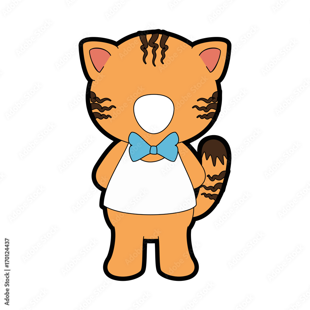 Fototapeta premium cartoon tiger with bow tie icon over white background vector illustration
