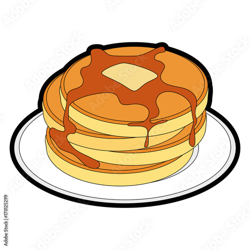 plate with pancakes icon over white background vector illustration
