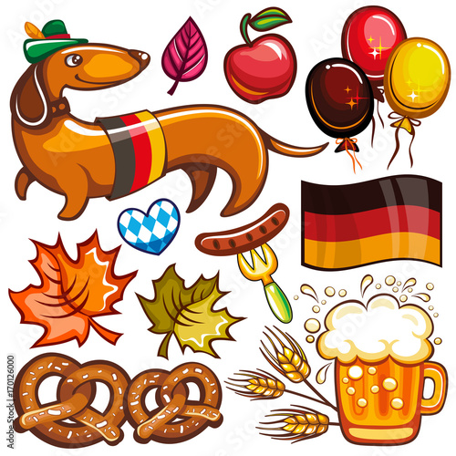 Oktoberfest vector set of icons and objects