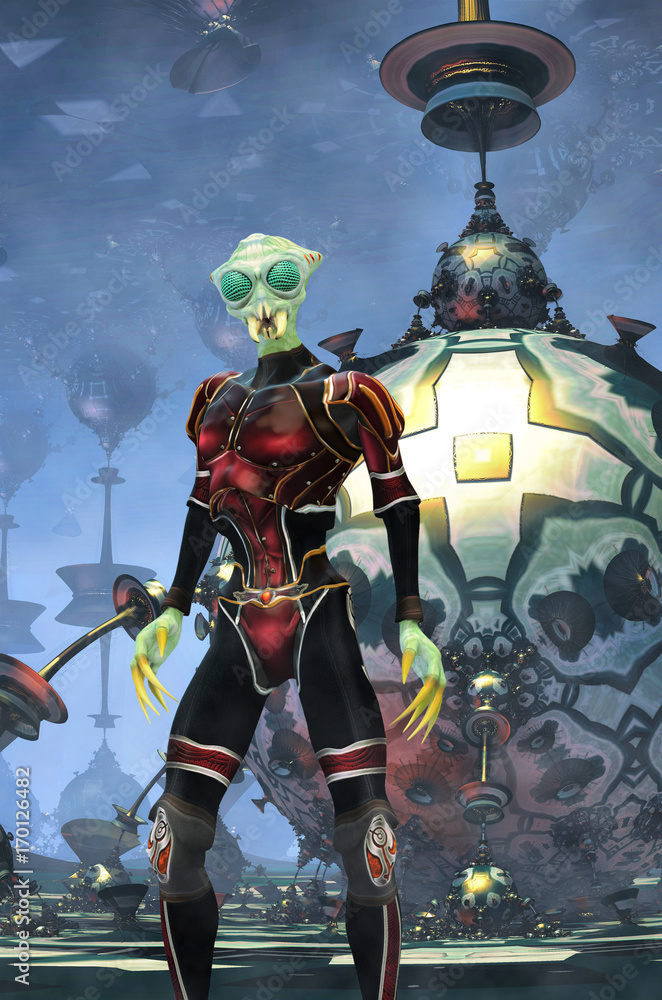 Fototapeta premium alien and city